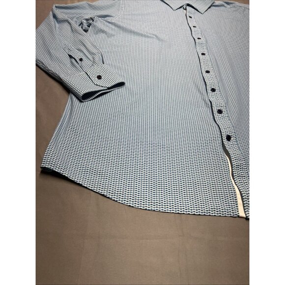 J Hilburn Geometric Blue/White Men's Size 3XL Casual Long Sleeve Button Down - Picture 4 of 16